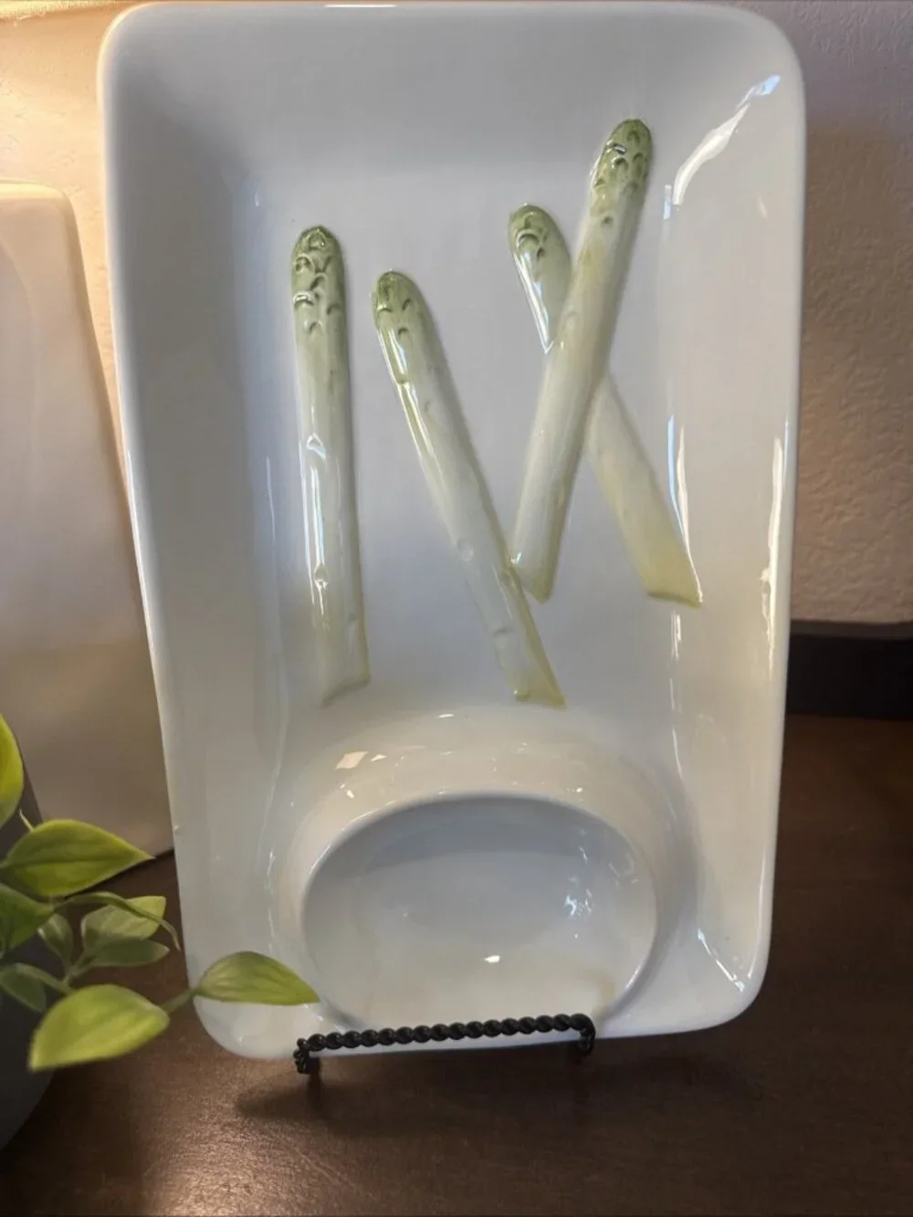 Williams Sonoma Ceramic Pottery Asparagus Platter & Sauce Tray Made in Italy